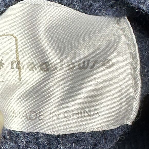 Meadows Filbert Knit Wool Sweater Womens 2 Blue Floral Embroidered Chunky Crop - Picture 12 of 12